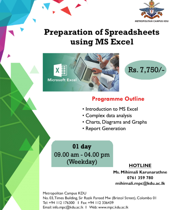 Preparation of Spreadsheets using MS Excel