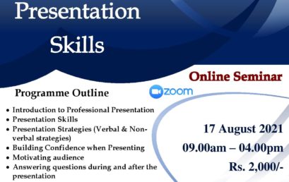 EFFECTIVE PRESENTATION SKILLS (DAY 01/01) – ONLINE